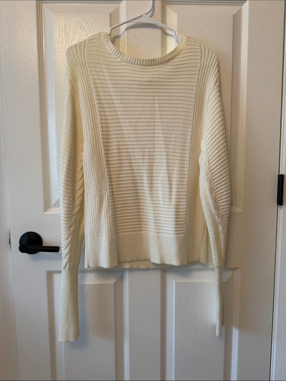 Prologue Cream Ribbed Crewneck Sweater